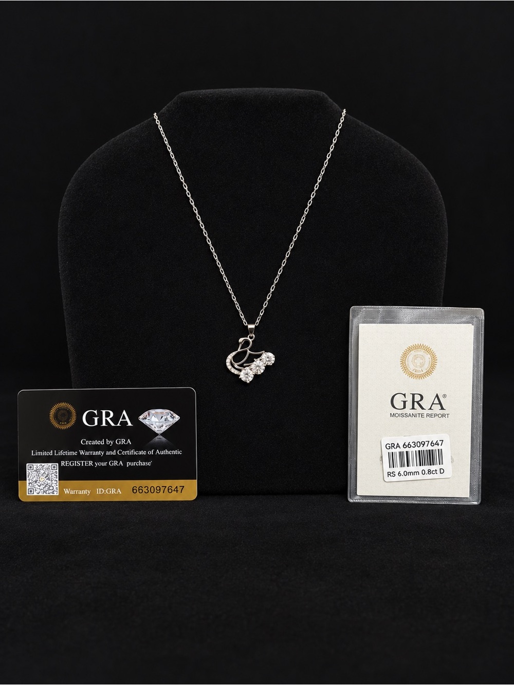 GRA Certified 0.8CT Moissanite Swan Pendant Necklace